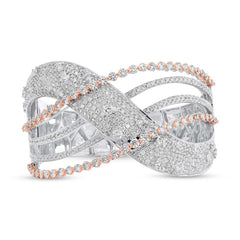 10.89ct 18k Two-tone Rose Gold Diamond Bridge Bangle