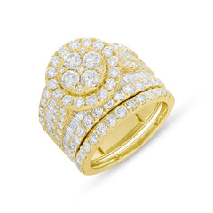4.16ct 14k Yellow Gold Diamond Cluster Lady's Ring 2-pc