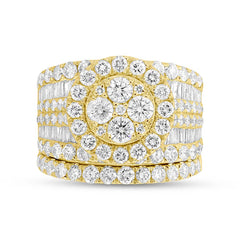 4.16ct 14k Yellow Gold Diamond Cluster Lady's Ring 2-pc