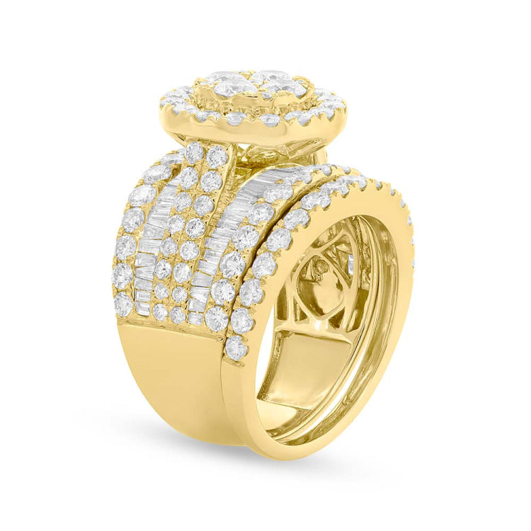4.16ct 14k Yellow Gold Diamond Cluster Lady's Ring 2-pc