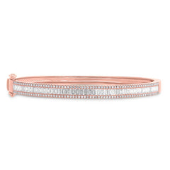 1.47ct 14k Rose Gold Diamond Baguette Bangle