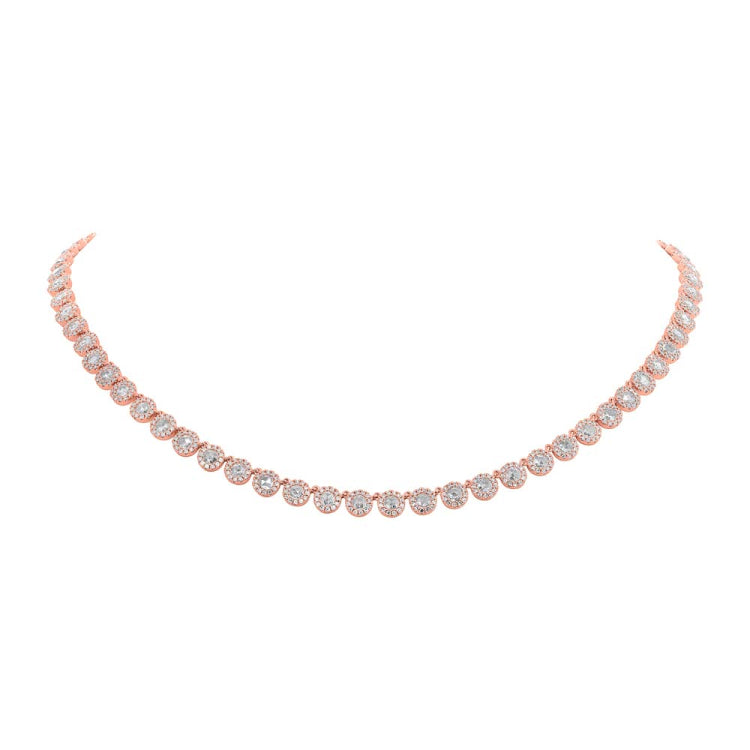 4.57ct 14k Rose Gold Diamond Rose Cut Necklace