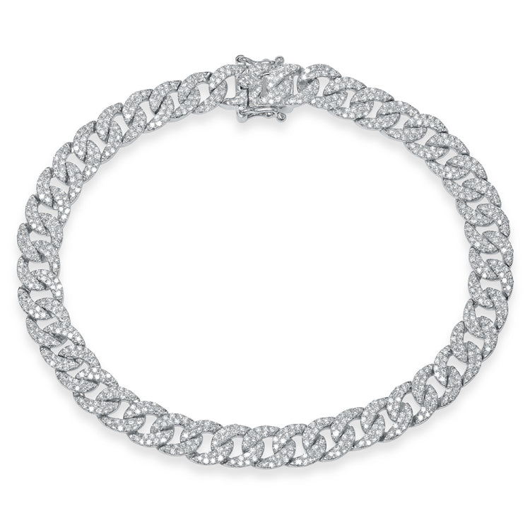 1.69ct 14k White Gold Diamond Pave Chain Bracelet