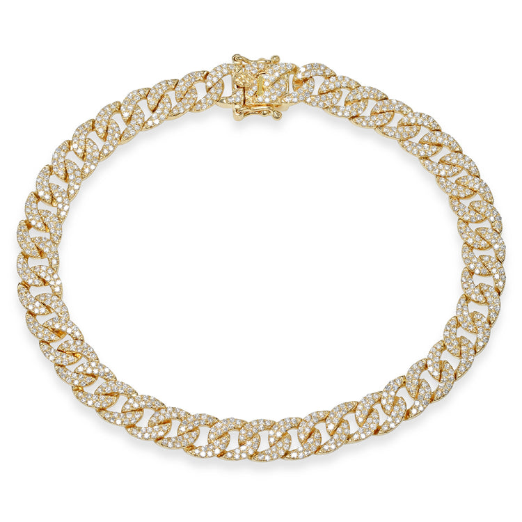 1.69ct 14k Yellow Gold Diamond Pave Chain Bracelet