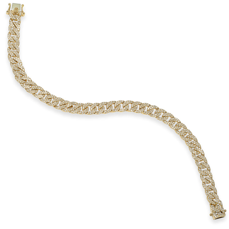 1.69ct 14k Yellow Gold Diamond Pave Chain Bracelet