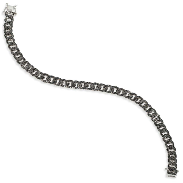 1.82ct 14k White Gold Black Diamond Pave Chain Bracelet