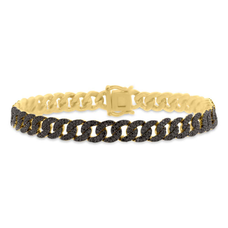 1.82ct 14k Yellow Gold Black Diamond Pave Chain Bracelet
