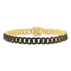 1.82ct 14k Yellow Gold Black Diamond Pave Chain Bracelet