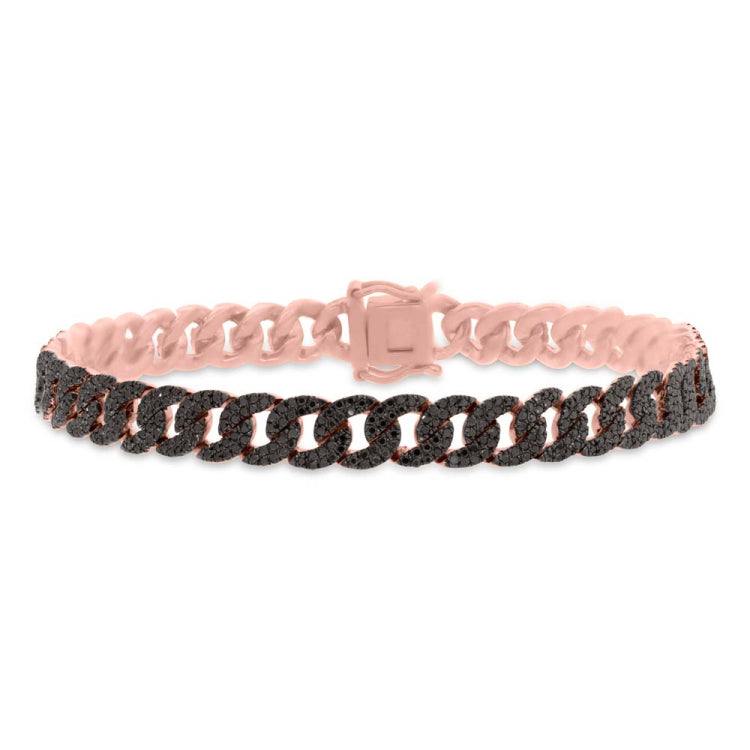 1.82ct 14k Rose Gold Black Diamond Pave Chain Bracelet