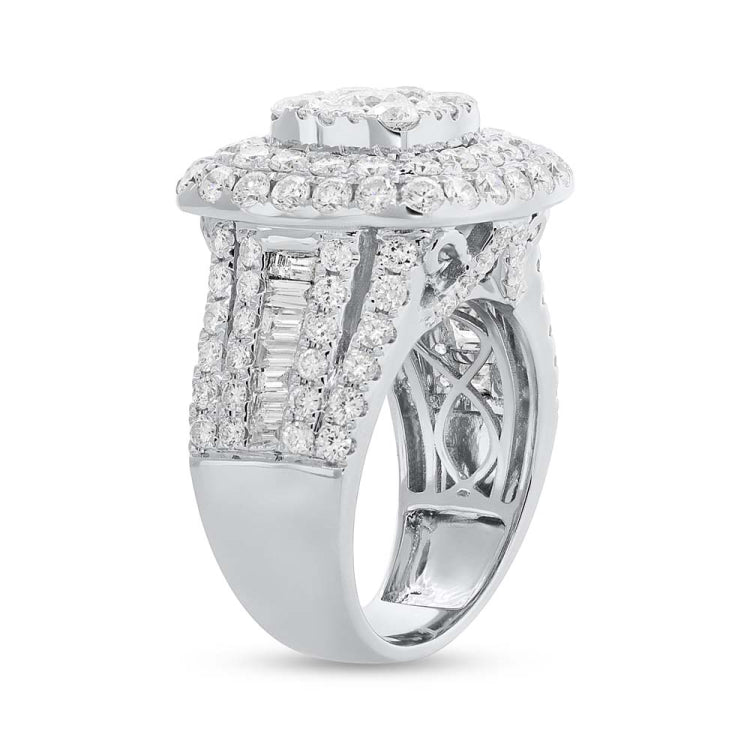 3.93ct 14k White Gold Diamond Cluster Lady's Ring