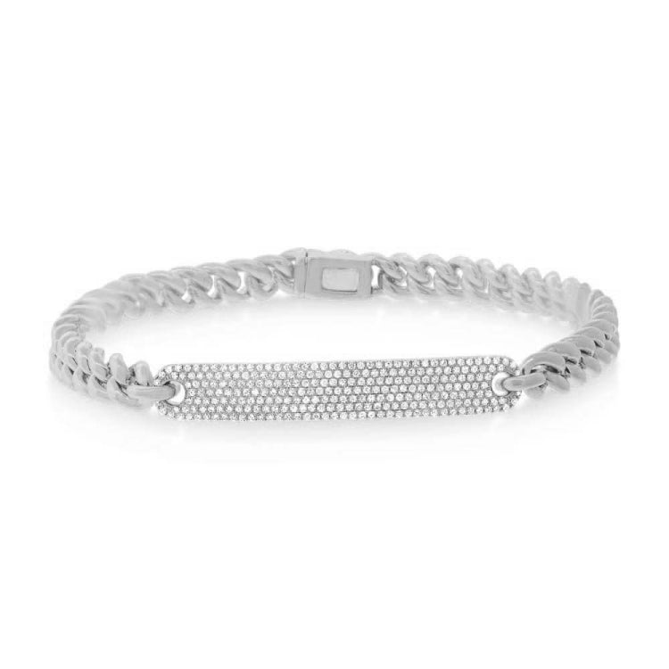 0.52ct 14k White Gold Diamond Pave Chain Bracelet
