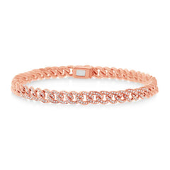 0.40ct 14k Rose Gold Diamond Pave Chain Bracelet