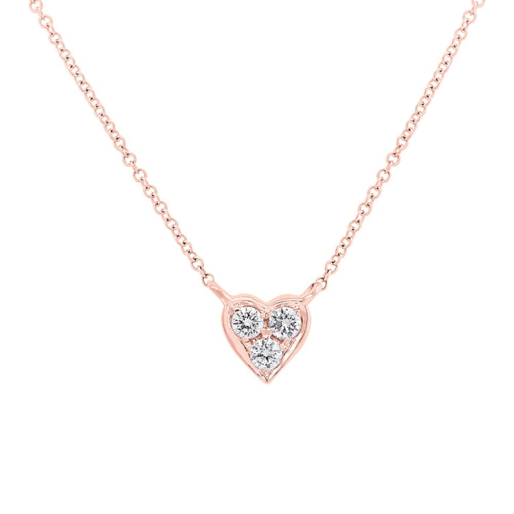 0.08ct 14k Rose Gold Diamond Heart Necklace