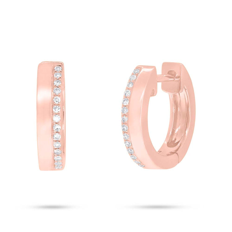 0.08ct 14k Rose Gold Diamond Huggie Earring