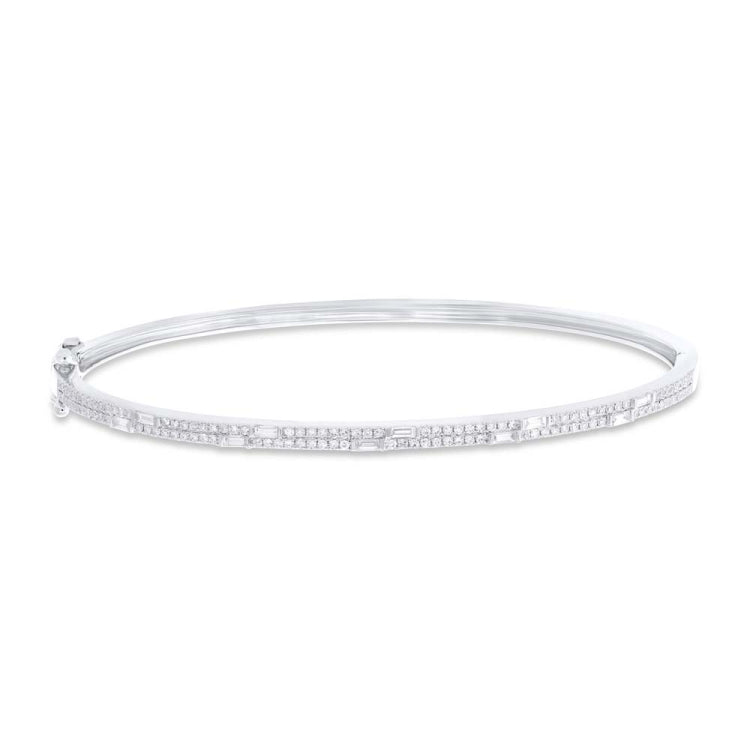 0.55ct 14k White Gold Diamond Baguette Bangle