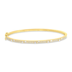0.55ct 14k Yellow Gold Diamond Baguette Bangle
