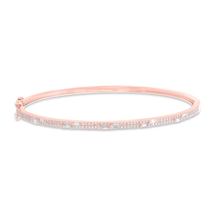 0.55ct 14k Rose Gold Diamond Baguette Bangle