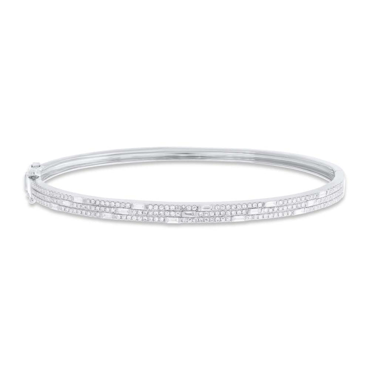 0.82ct 14k White Gold Diamond Baguette Bangle