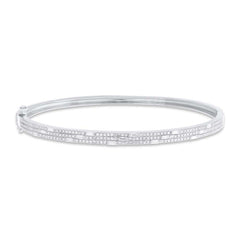 0.82ct 14k White Gold Diamond Baguette Bangle