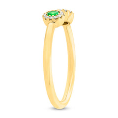 0.07ct Diamond & 0.18ct Green Garnet 14k Yellow Gold Lady's Ring