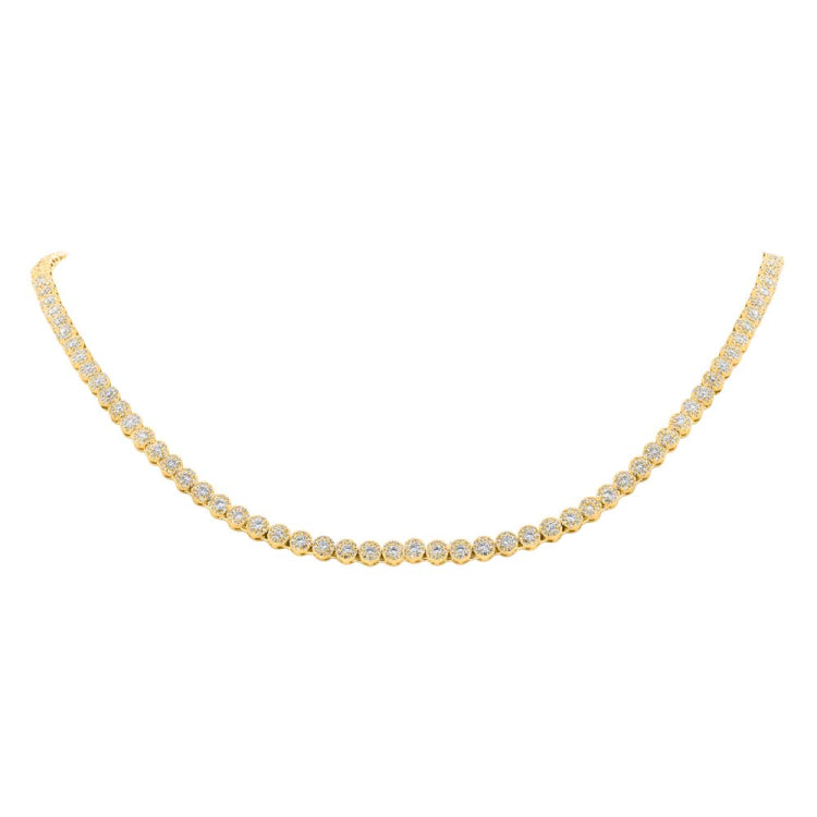 4.99ct 14k Yellow Gold Diamond Tennis Necklace