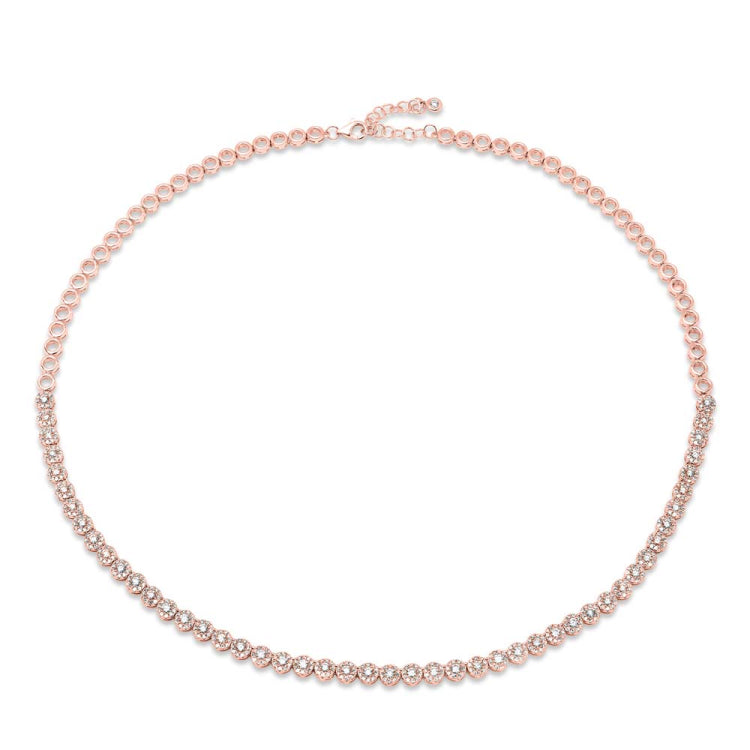 3.10ct 14k Rose Gold Diamond Necklace