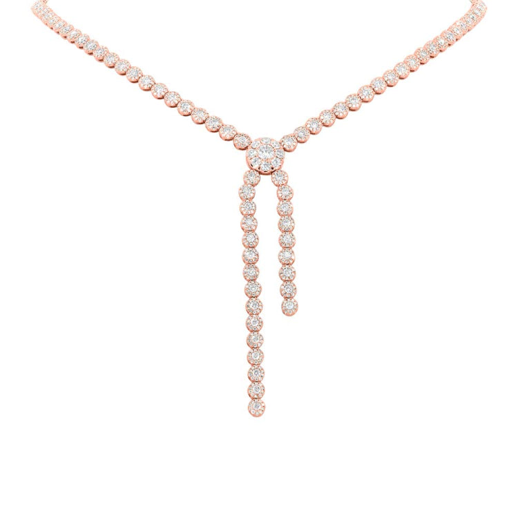 5.38ct 14k Rose Gold Diamond Lariat Necklace