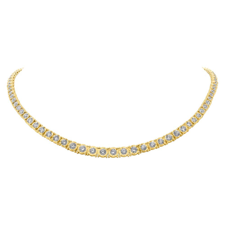 4.39ct 14k Yellow Gold Diamond Tennis Necklace