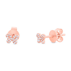 0.07ct 14k Rose Gold Diamond Pave Butterfly Stud Earring