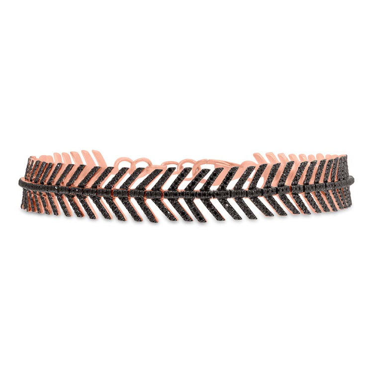 1.58ct 14k Rose Gold Black Diamond Feather Bracelet