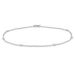 0.16ct 14k White Gold 10" Diamonds By The Yard Anklet