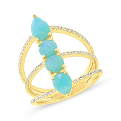 0.21ct Diamond & 2.10ct Amazontie 18k Yellow Gold Lady's Ring