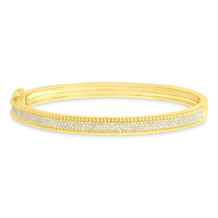 0.59ct 14k Yellow Gold Diamond Pave Bangle