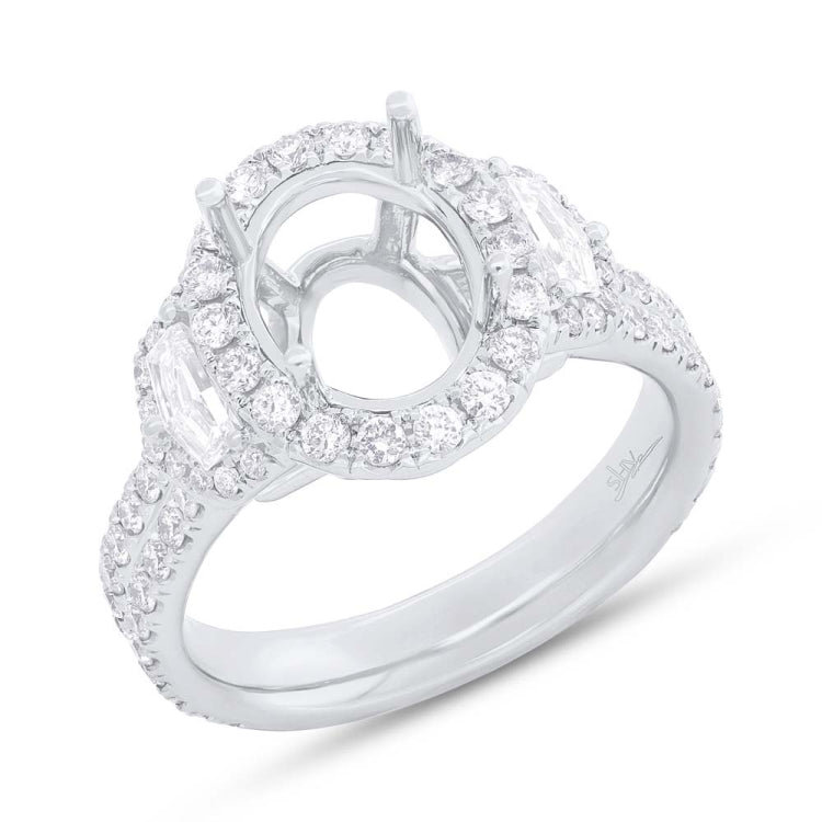 1.45ct 18k White Gold Diamond Semi-mount Ring for 10x8mm Center