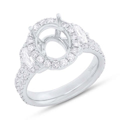 1.45ct 18k White Gold Diamond Semi-mount Ring for 10x8mm Center