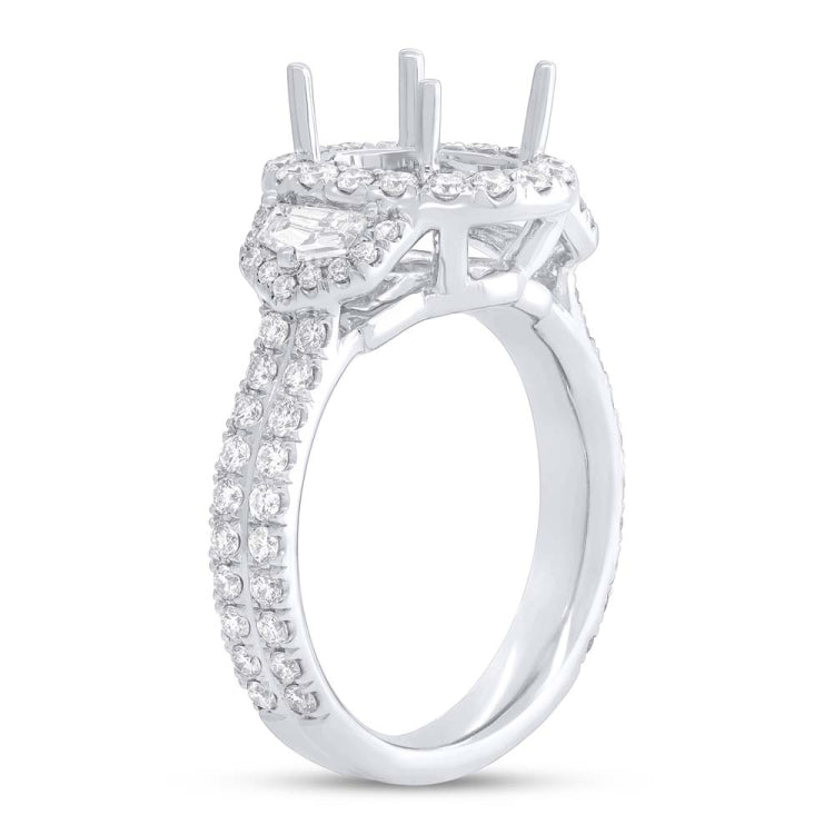 1.45ct 18k White Gold Diamond Semi-mount Ring for 10x8mm Center