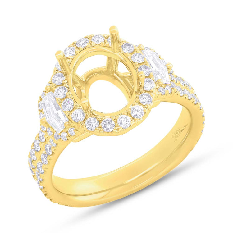 1.45ct 18k Yellow Gold Diamond Semi-mount Ring for 10x8mm Center