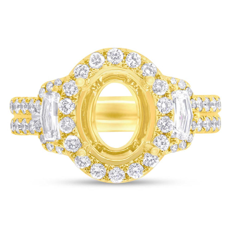 1.45ct 18k Yellow Gold Diamond Semi-mount Ring for 10x8mm Center