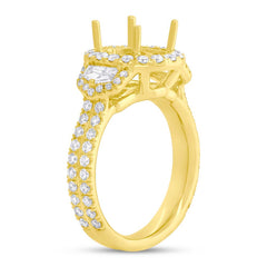 1.45ct 18k Yellow Gold Diamond Semi-mount Ring for 10x8mm Center