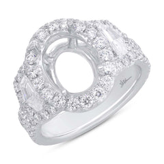 2.10ct 18k White Gold Diamond Semi-mount Ring for 11x9mm Center