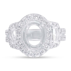 2.10ct 18k White Gold Diamond Semi-mount Ring for 11x9mm Center