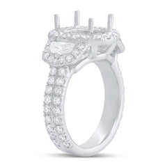 2.10ct 18k White Gold Diamond Semi-mount Ring for 11x9mm Center