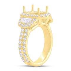 2.10ct 18k Yellow Gold Diamond Semi-mount Ring for 11x9mm Center