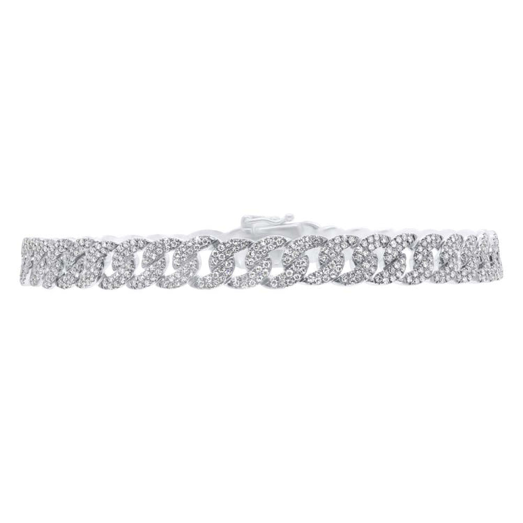 1.69ct 14k White Gold Diamond Pave Chain Bracelet