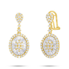 3.43ct 14k Yellow Gold Diamond Baguette Earring