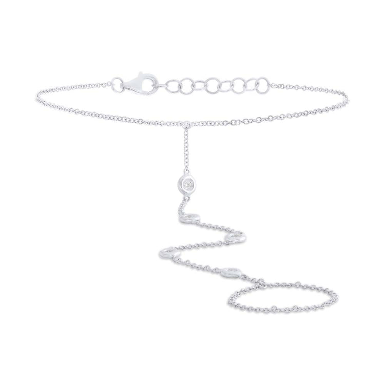 0.16ct 14k White Gold Diamond Hand Chain Bracelet