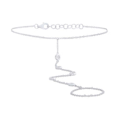 0.16ct 14k White Gold Diamond Hand Chain Bracelet