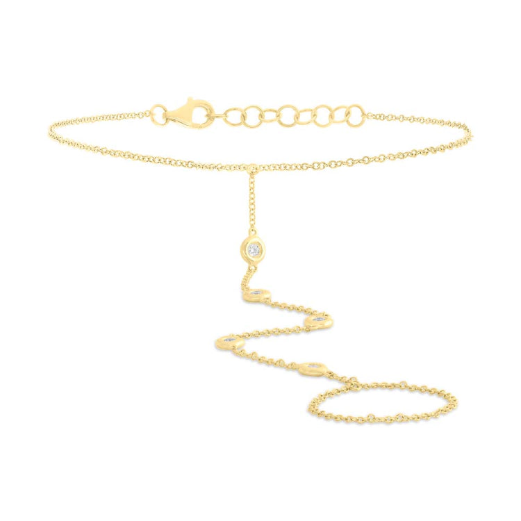 0.16ct 14k Yellow Gold Diamond Hand Chain Bracelet