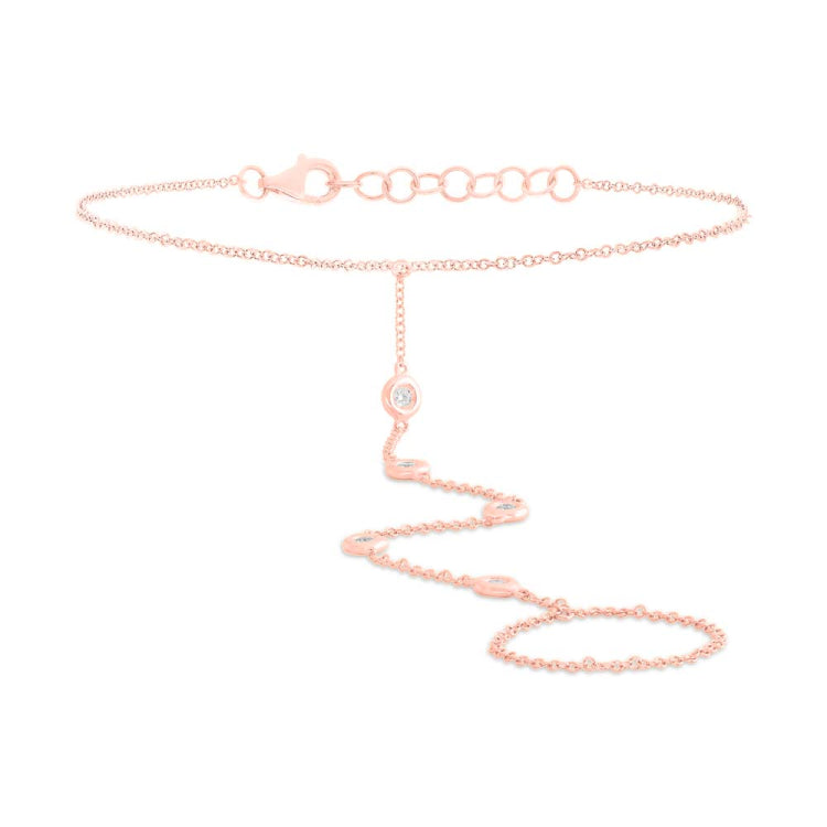 0.16ct 14k Rose Gold Diamond Hand Chain Bracelet