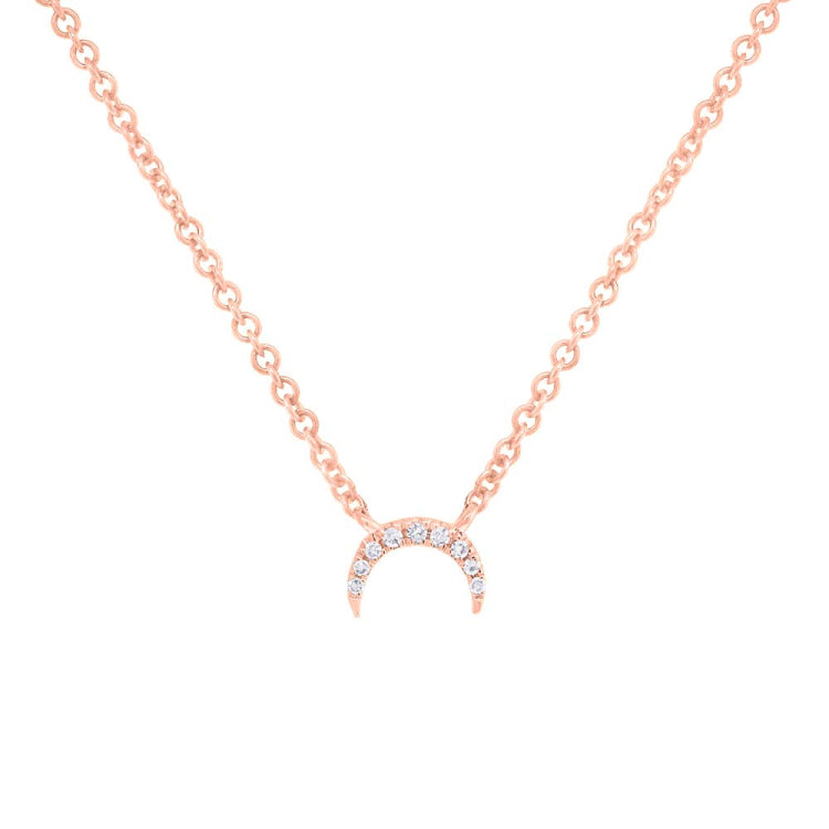 0.02ct 14k Rose Gold Diamond Crescent Necklace